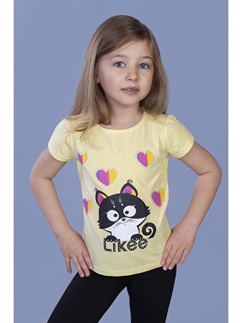 Toontoykids Kız Çocuk Likee Kedi Baskılı Tişört - S000359774-20072