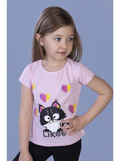 Toontoykids Kız Çocuk Likee Kedi Baskılı Tişört - S000359774-20024