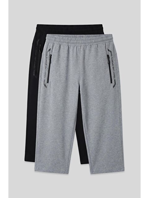 Tommylife Standart Kalıp  2li Paket Siyah-Gri Melanj Erkek Kapri - 83091 - S000517964-27204