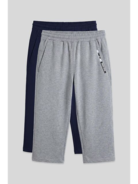 Tommylife Standart Kalıp 2li Paket İndigo-Gri Melanj Melanj Erkek Kapri - 83092 - S000517943-23173