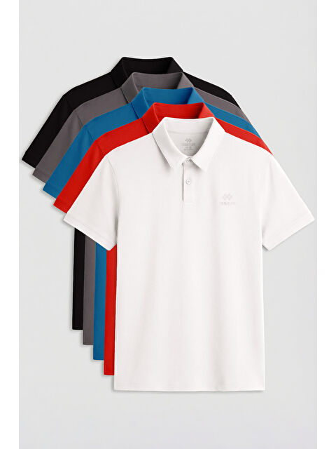 Tommylife Standart Fit Basic Polo Yaka 5li Paket Erkek T-Shirt - 87748 - S000424701-27074