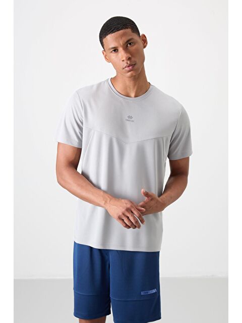 Tommylife Gri Polyester Nefes Alan Dokulu İnce Esnek Standart Fit Erkek Performans Tişört - 88391 - S000193959-20600