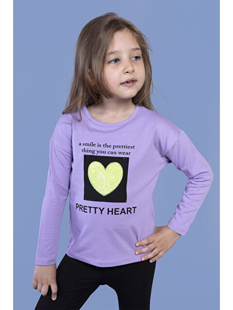 Toontoykids Kız Çocuk Pul İşlemeli Baskılı Tişört