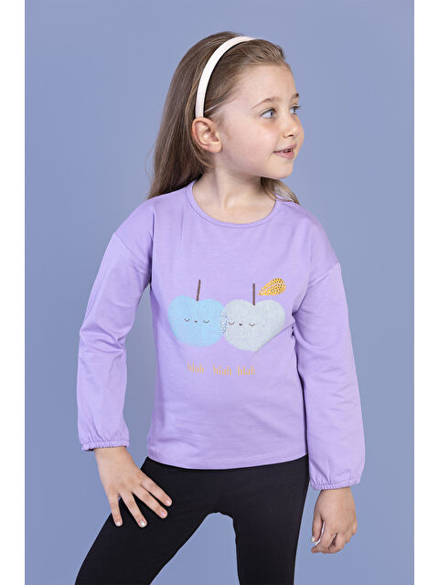 Toontoykids Kız Çocuk Baskılı Kol Ucu Lastikli Sırtı Nakış Detaylı Tişört