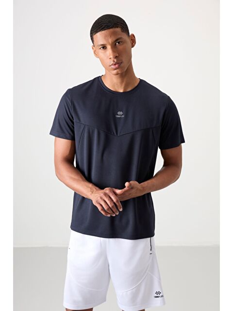 Tommylife Lacivert Polyester Nefes Alan Dokulu İnce Esnek Standart Fit Erkek Performans Tişört - 88391 - S000193959-21164