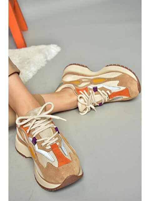 Fox Shoes R3125105 Bej_Turuncu Kadın Sneaker