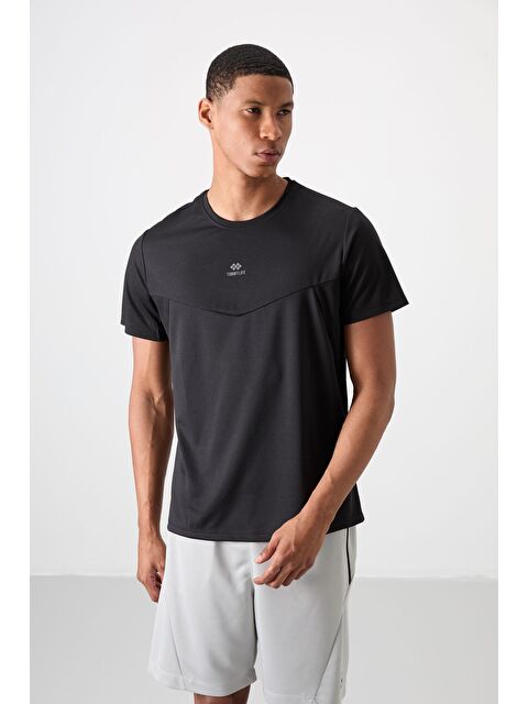 Tommylife Siyah Polyester Nefes Alan Dokulu İnce Esnek Standart Fit Erkek Performans Tişört - 88391 - S000193959-19351