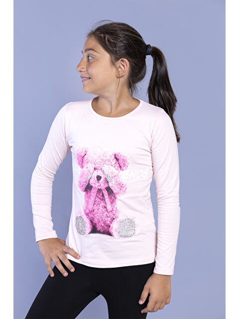 Toontoykids Kız Çocuk Ayıcık Baskılı Tişört