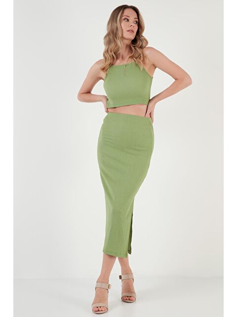 Lela Slim Fit İp Askılı Yırtmaçlı Kadın Takım 5865278 - S000189035-19978