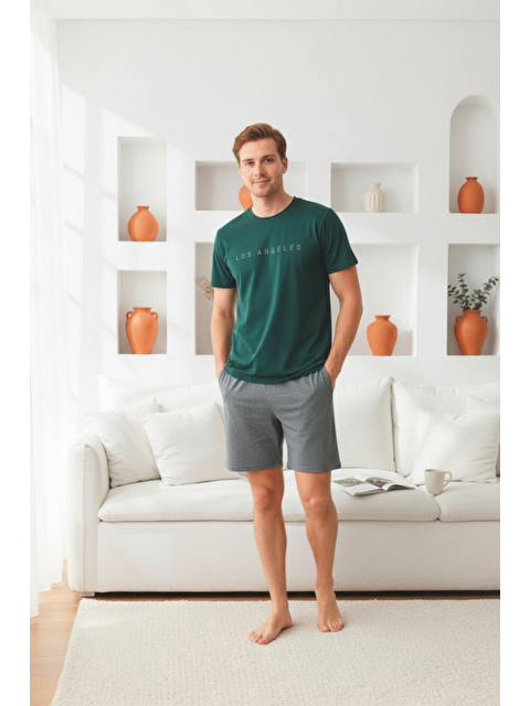 SEBOTEKS %100 Pamuklu Kısa Kollu Cepli Erkek Şortlu Pijama Takımı 2016 - S000531964-18547