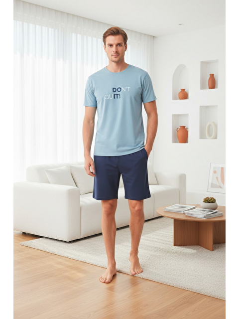 SEBOTEKS %100 Pamuklu Kısa Kollu Cepli Erkek Şortlu Pijama Takımı 2016 - S000531964-17234