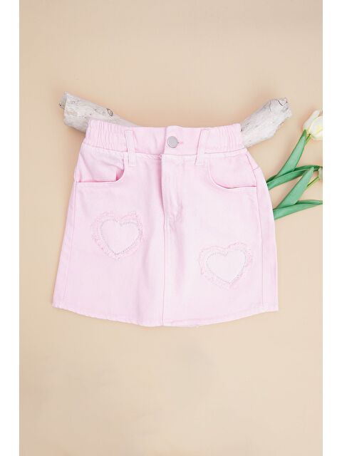 Fullamoda Taşlı Kalp Nakışlı Kız Çocuk Jean Etek - S000527389-20024