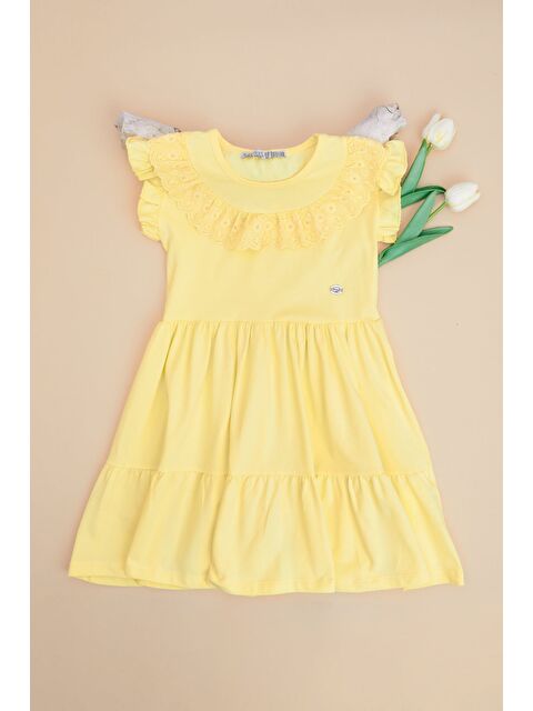 Fullamoda Brode Detaylı Kolu Fırfırlı Kız Çocuk Elbise - S000527390-20072