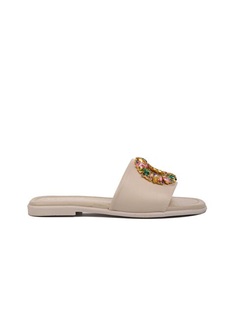 Ayakmod Bej Taşlı Kadın İnce Taban Terlik 246017 - S000151205-19927