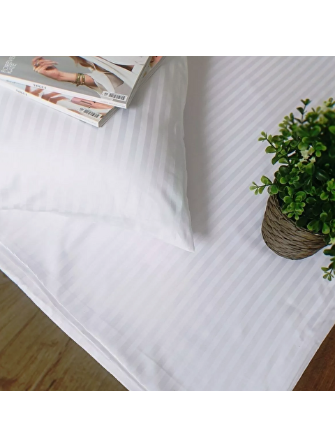 Rossav Home Nivora Çift Kişilik Çizgili Pamuk Saten Çarşaf | 240x280 | Otel Serisi - S000466455-23173
