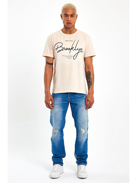 Süperlife Bisiklet Yaka Oversize Fit Erkek Tişört SPR22TS110 - S000014674-19928