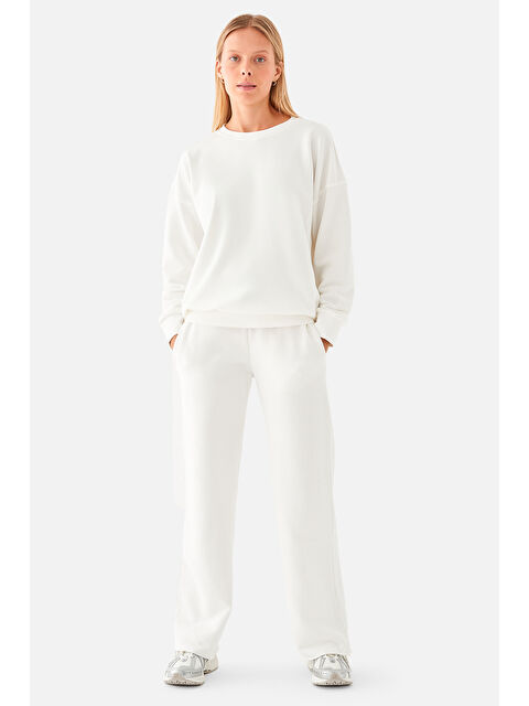 Superstacy Amelia Flare Geniş Paça Krem Eşofman Altı - S000294553-19966