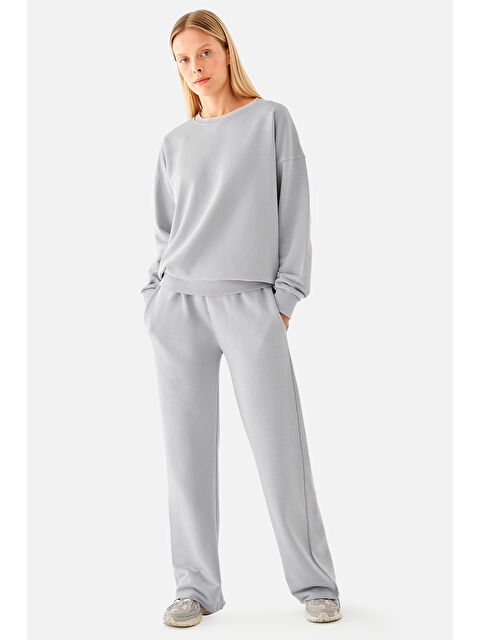 Superstacy Amelia Flare Geniş Paça Gri Eşofman Altı - S000294564-20600