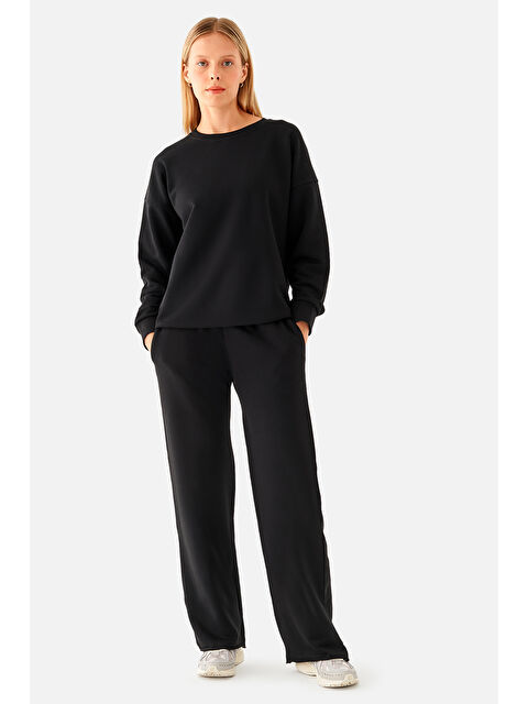 Superstacy Amelia Flare Geniş Paça Siyah Eşofman Altı - S000294558-19351