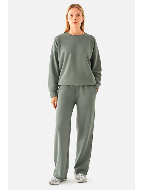 Superstacy Amelia Flare Geniş Paça Haki Eşofman Altı - S000294556-18547