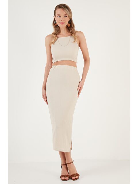 Lela Slim Fit İp Askılı Yırtmaçlı Kadın Takım 5865278 - S000189035-25636