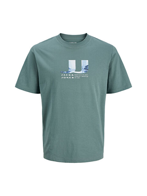 Jack & Jones Core Jcodust Pamuklu Regular Fit Baskılı Bisiklet Yaka T Shirt 12297849 - S000531970-29488