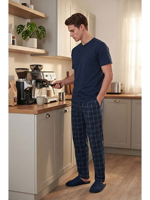 Buratti Pamuklu Regular Fit Kareli Kısa Kollu Pijama Takımı 6096860 - S000531972-21164