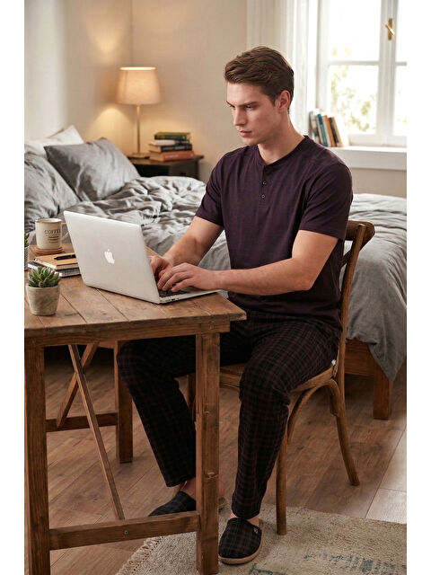 Buratti Pamuklu Regular Fit Kareli Kısa Kollu Pijama Takımı 6096860 - S000531972-20036