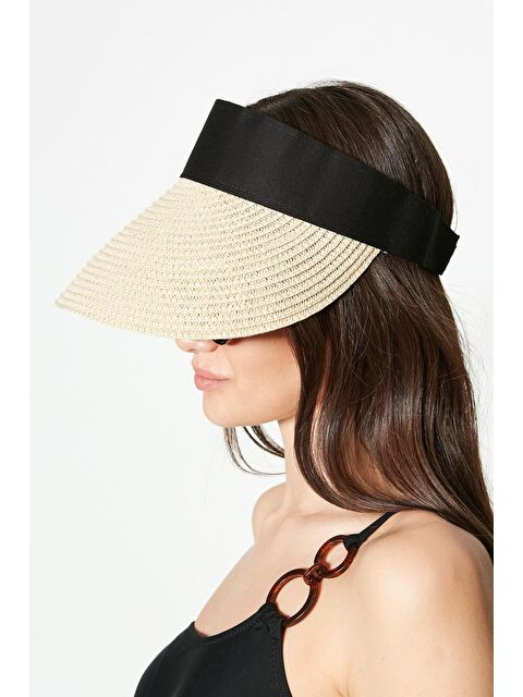 C&City Cırtlı Vizör Hasır Plaj Şapkası Y8202 Açık Bej - S000216751-19927