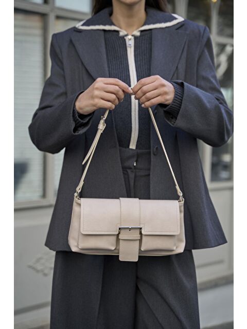 MADAMRA Kaplamalı El Ve  Omuz Çantasi Bej - S000355804-19928