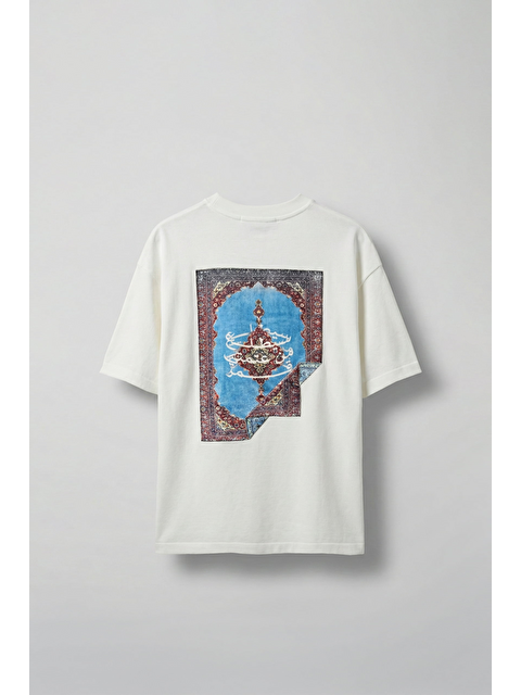 Abluka Online Erkek Sırtı Yamalı Oversize T-Shirt Beyaz - S000506320-20063