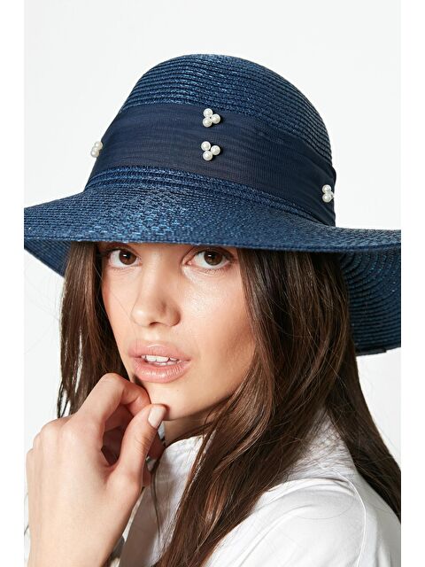 C&City Hasır Plaj Şapkası Y23730-21 Lacivert - S000216764-21164