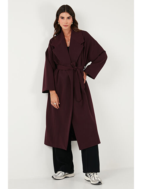 Lela Oversize Fit Kruvaze Yaka Kuşaklı Astarlı Trençkot 6839617 - S000480558-20036