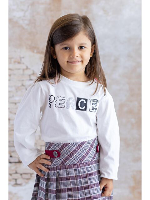 ZEYLAND Kız Çocuk Sim Baskılı Kolu Büzgülü Tişört - Siyah - S000315375-19351