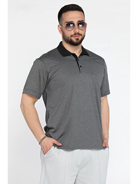 Mishar İtalia Erkek Polo Yaka Tek Cepli Kendinden Desenli Tişört - S000372953-19351