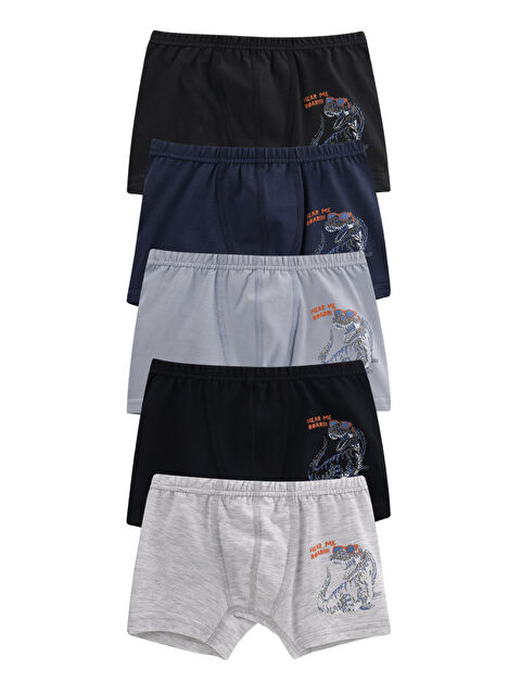 Domikids Erkek Çocuk Lacivert Pamuklu Boxer 5'Li Paket - S000378672-3676