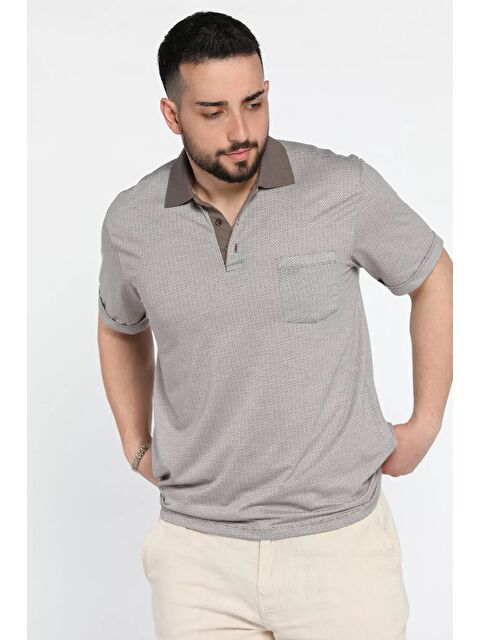 Mishar İtalia Erkek Polo Yaka Tek Cepli Kendinden Desenli Tişört - S000372953-26429