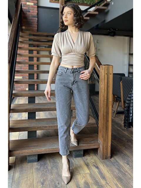 Gülseli Kadın Yüksek Bel Mom Jean Pantolon - S000379811-29666