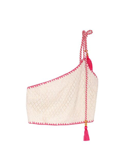 QUZU Fisto Detaylı Tek Omuz Crop Bluz Naturel - S000175610-26406