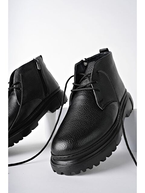 Muggo FODEN Deri Fermuarlı İçi Kürklü Eva Taban Erkek Kışlık Bot - S000108797-19351