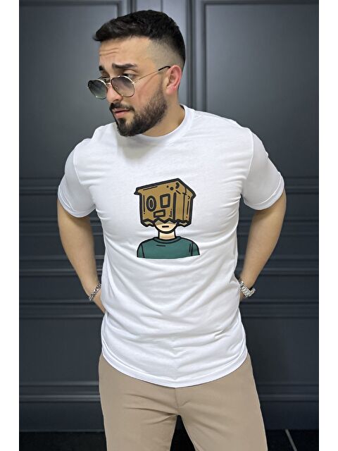 Mishar İtalia Bisiklet Yaka Kol Katlamalı Baskılı Erkek Tişört - S000372952-20063