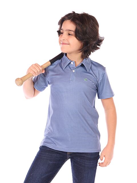 Toontoykids Erkek Çocuk Çizgili Göğsü Nakışlı Tişört - S000359777-23093