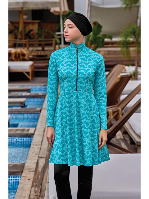 Rozamay Likralı Tam Kapalı Tesettür Mayo Alun 9010 Siyah - S000141485-19351