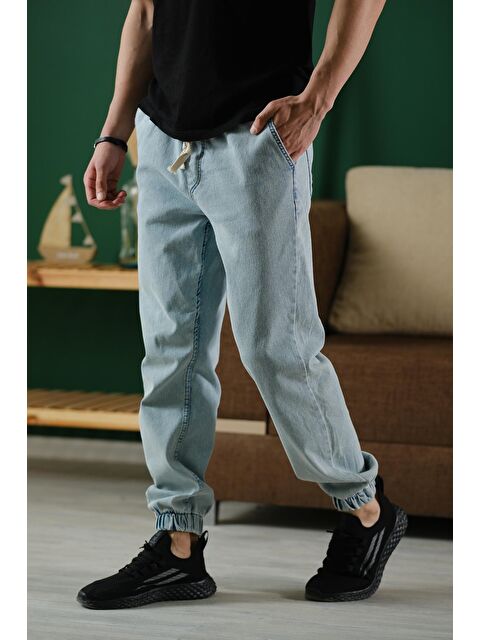 Oksit Zessi Paçası ve Beli Lastikli Slim Fit Elastanlı Jean Jogger Pantolon - S000391727-17437