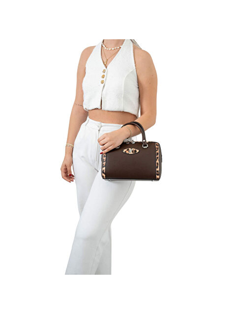 Silver Polo Kadın Kol Çantası 1091-47948 SILVER POLO BAYAN ÇANTASI M105 KAHVE-MAT LEOPAR TABA - S000507476-19413