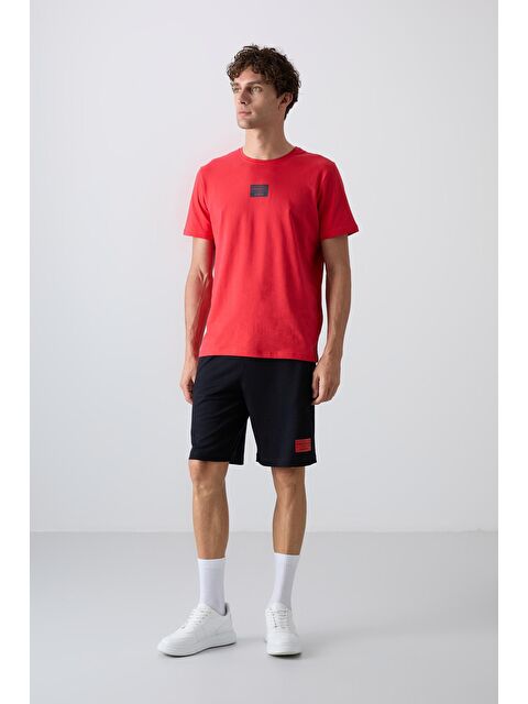 Tommylife Fiesta - Lacivert Pamuklu Yumuşak Dokulu Standart Fit Baskılı Erkek Şortlu Takım - 85243 - S000226711-37329