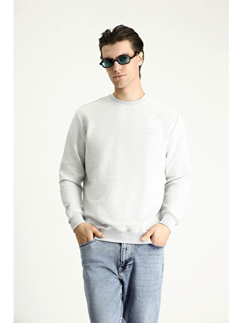 Kiğılı Bisiklet Yaka Regular Fit Nakışlı Pamuklu Sweatshirt - S000405073-74