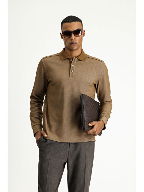 Kiğılı Polo Yaka Regular Fit Desenli Sweatshirt - S000406956-29705