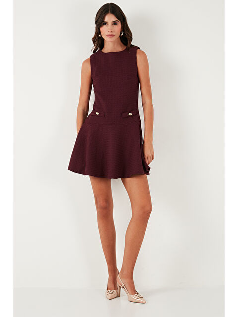 Lela Pamuklu Regular Fit Bisiklet Yaka Düğme Detaylı A Kesim Mini Abiye Elbise 6525687 - S000480554-19951