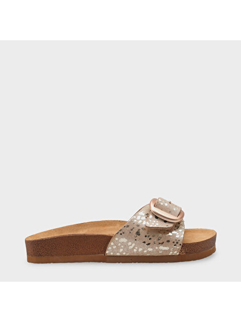 Capone Outfitters Lee Büyük Tokalı Anatomik Mantar Tabanlı Deri Terlik - S000514302-20076